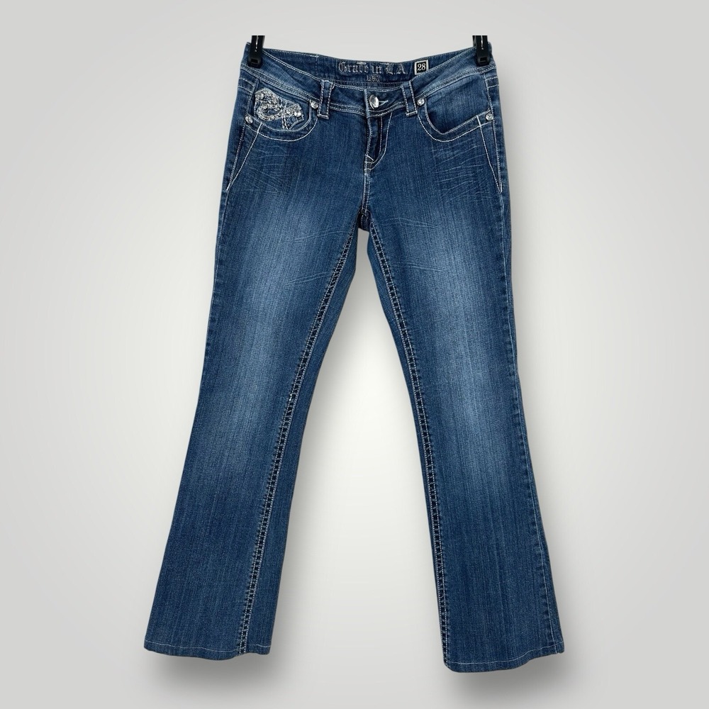 Grace In LA Jeans‎ Womens 28 Boot Cut Low Rise Medium Wash Denim Stretch 30x30